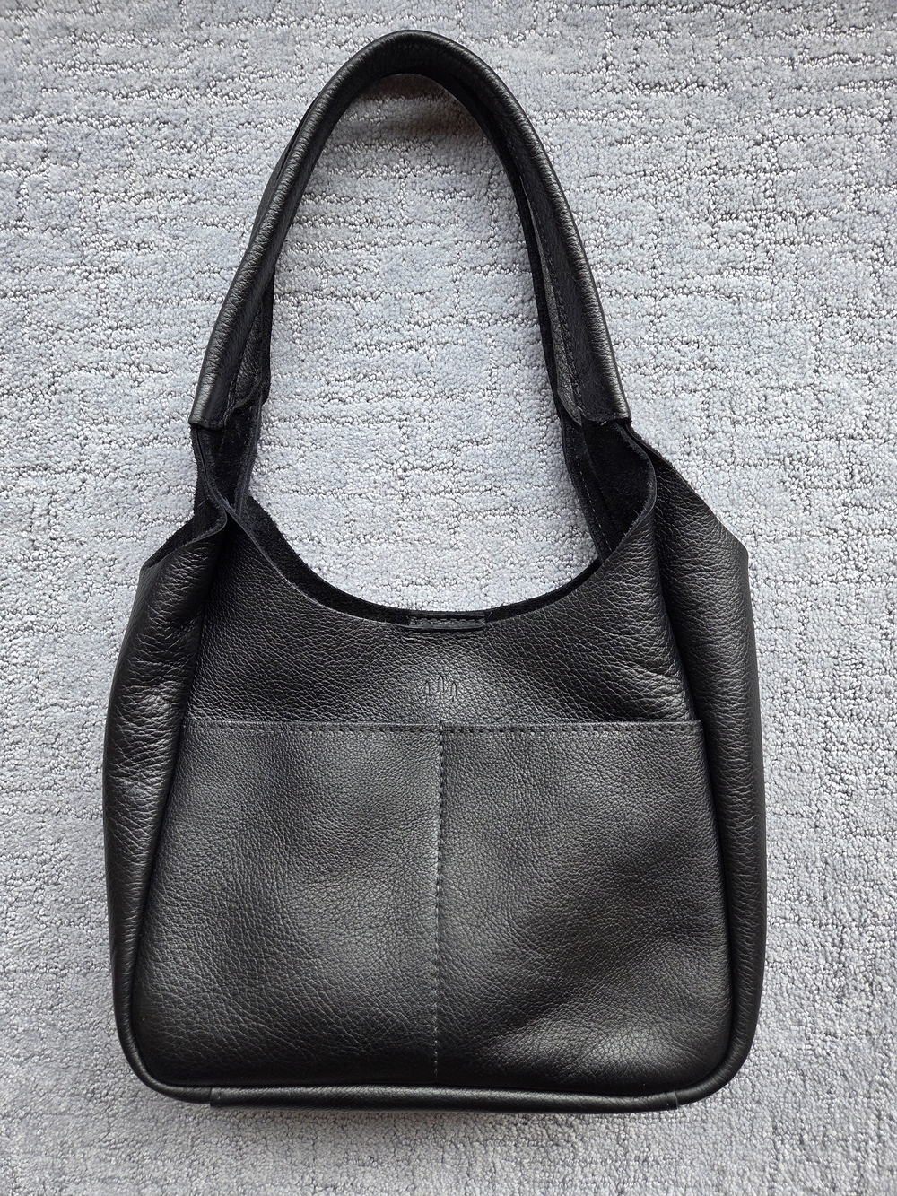 Portland Leather Black Pebbled Large Madison Leather Shoulder Bag